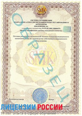 Образец сертификата соответствия (приложение) Звенигород Сертификат ISO 13485
